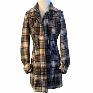 Voice Women's Coat Peacoat Flannel Plaid Medium